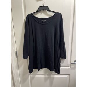 Catherine's Women's Plus 3XL Black 3/4 Sleeve Blouse Casual Fall